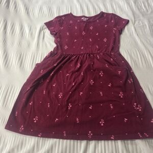 Girls' Burgundy Floral Dress